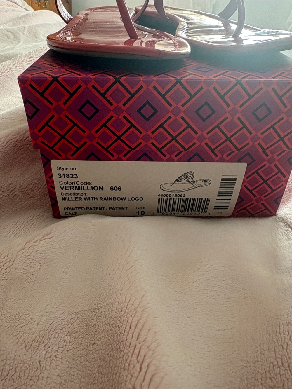 Tory Burch Red with Rainbow Miller Patent Sandals - Picture 6 of 10